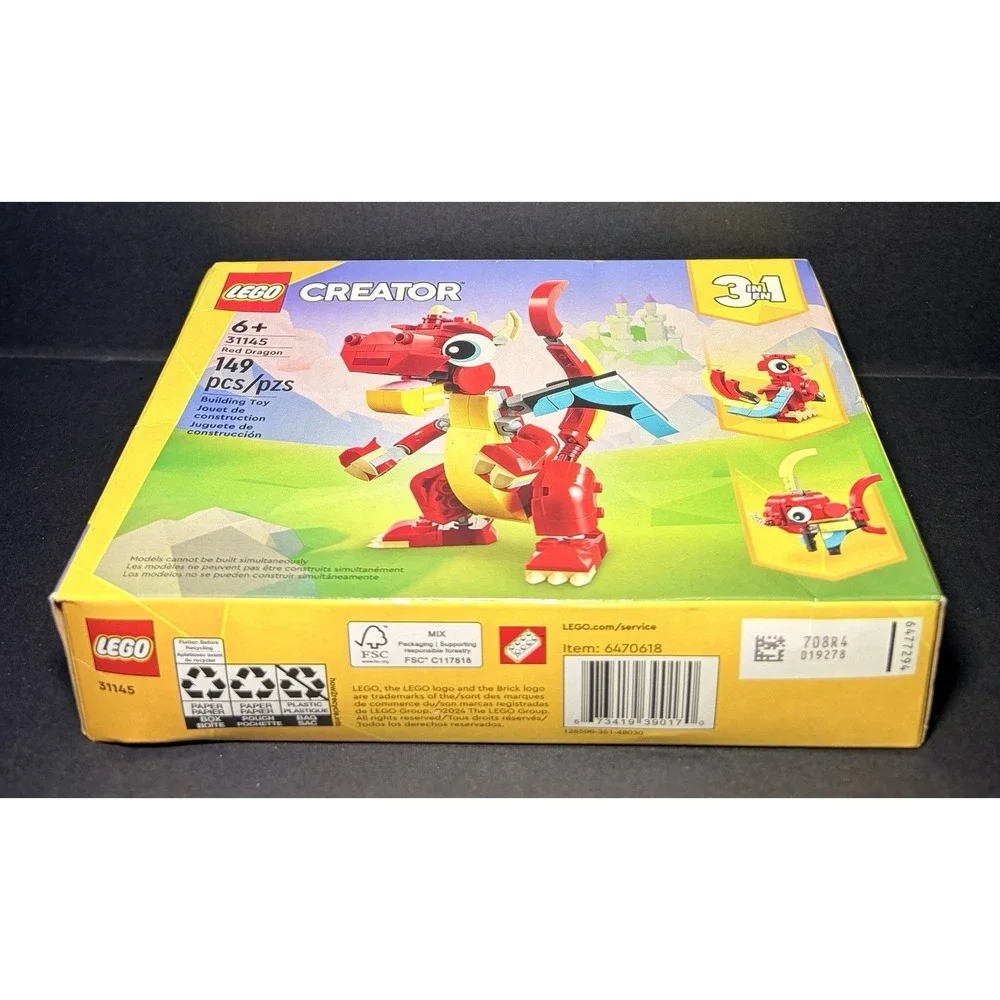 LEGO 31145 Creator 3in1‎ Red Dragon Toy Building Set. NEW SEALED